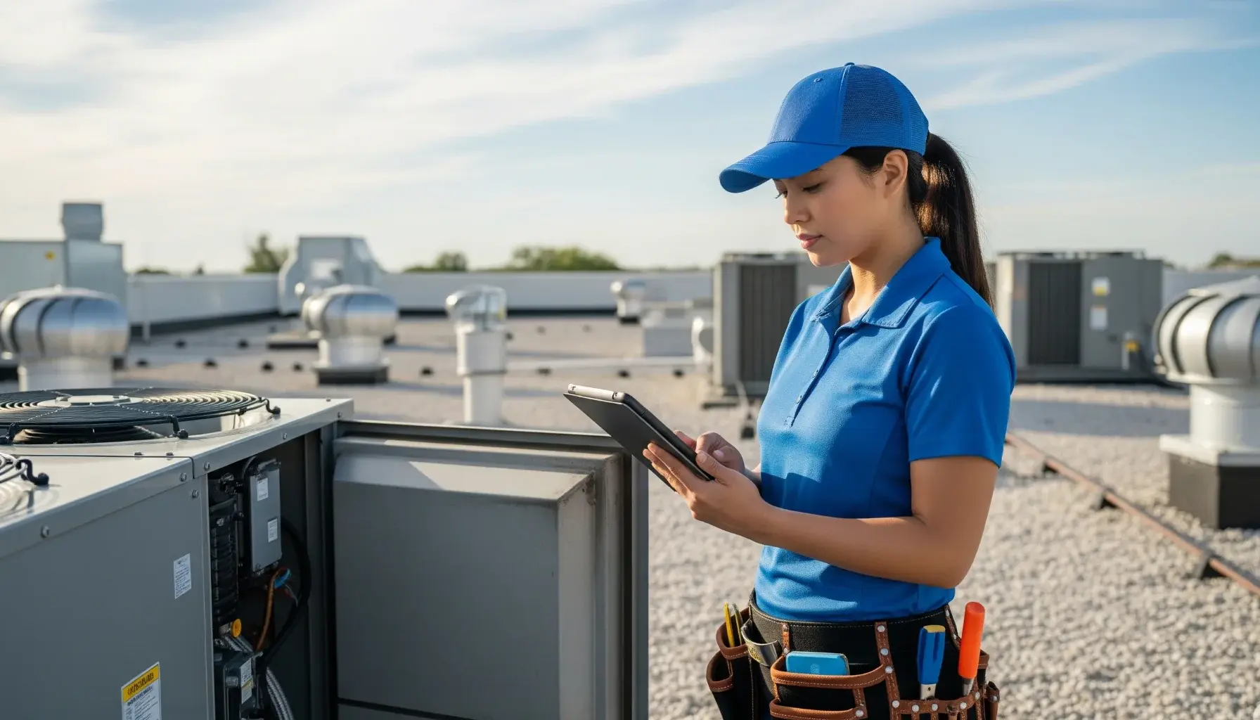 HVAC technician servicing equipment