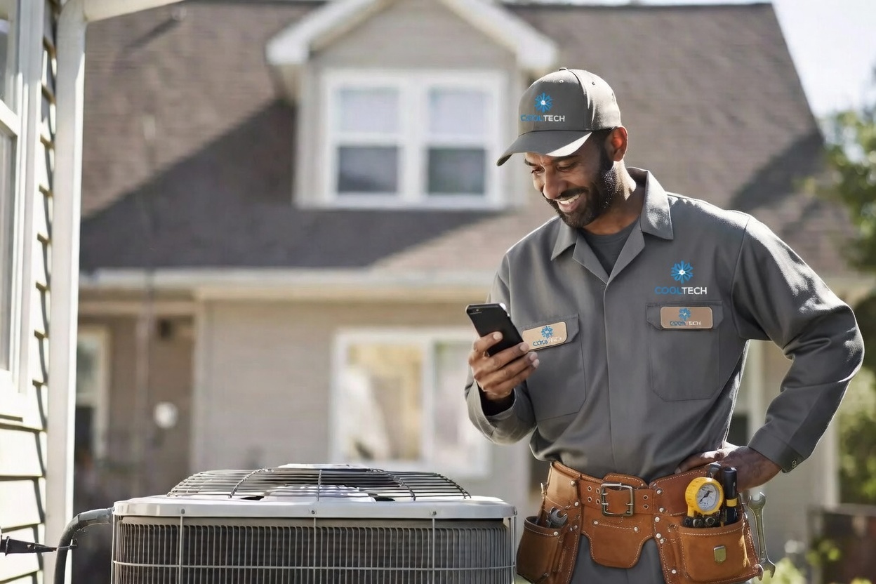 HVAC technician working on residential equipment