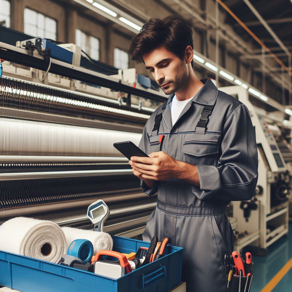 Technician in factory with AI assistance